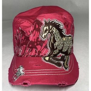 VGT AWST INTERNATIONAL Wild Horses Pink Cap Rodeo Running Mustang